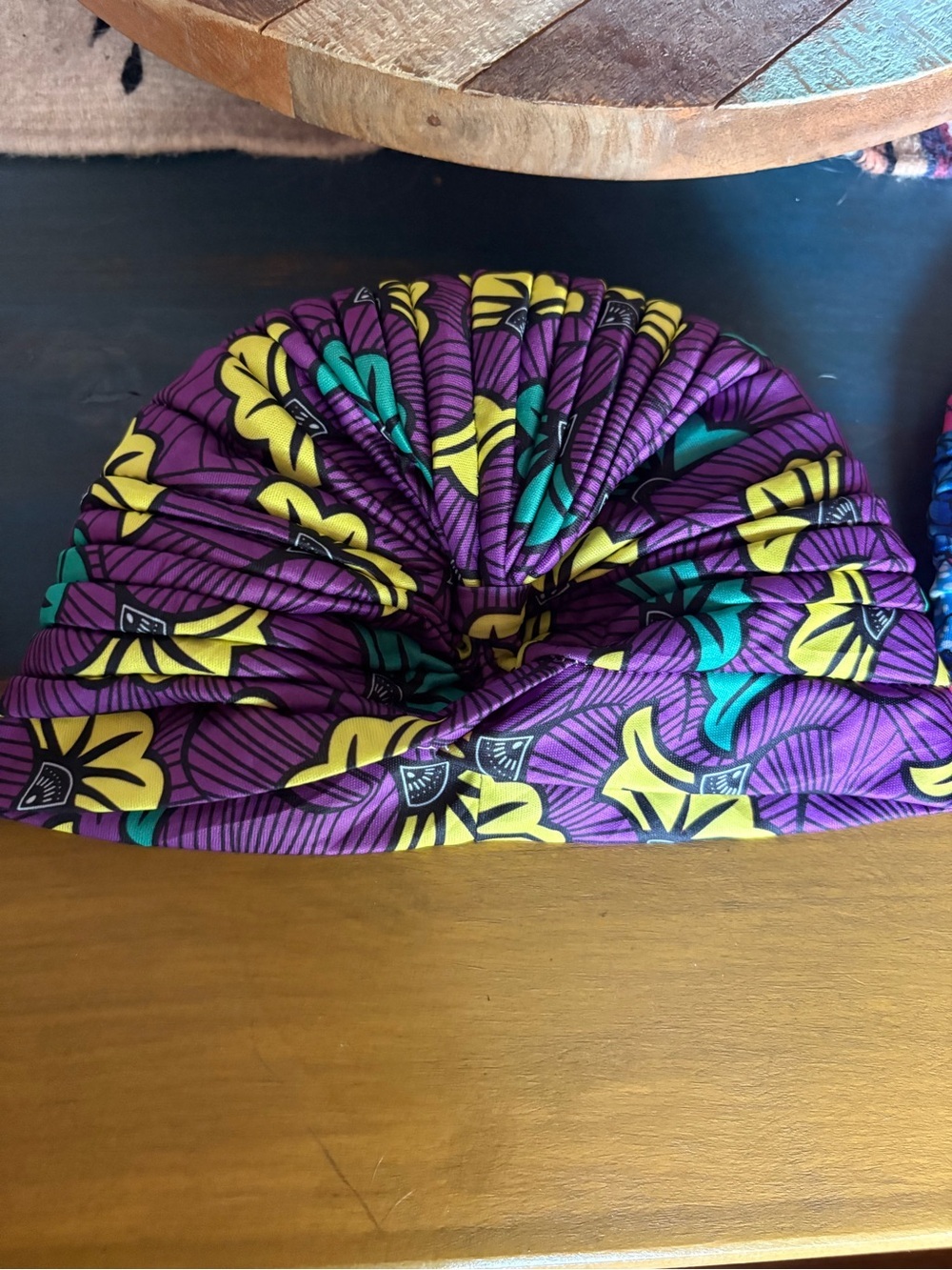 African Print Purple Floral Turban Headwrap